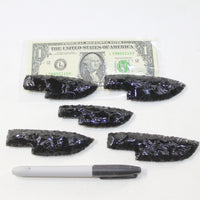 5 Small Obsidian Ornamental Knife Blades  #4524  Mountain Man Knife