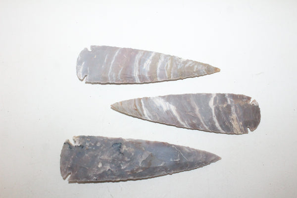 3 Stone ornamental Spearheads   #307  Arrowhead