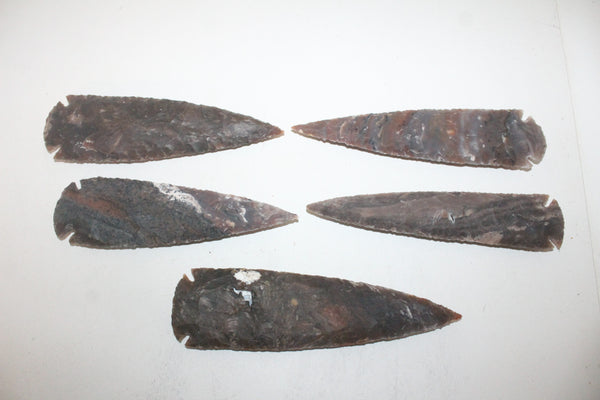 5 Stone ornamental Spearheads   #307  Arrowhead