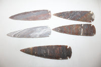 5 Stone Ornamental Spearheads   #407  Arrowhead